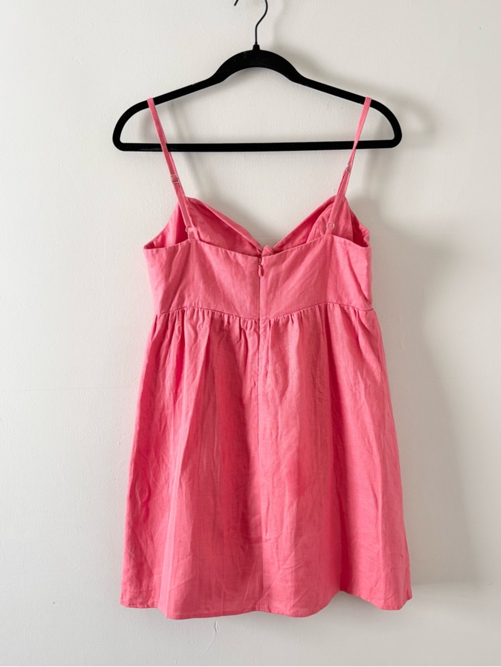 Reformation Ryland Linen Dress Mini Sweetheart Neckline Front Tie Knit Pink - Picture 8 of 10